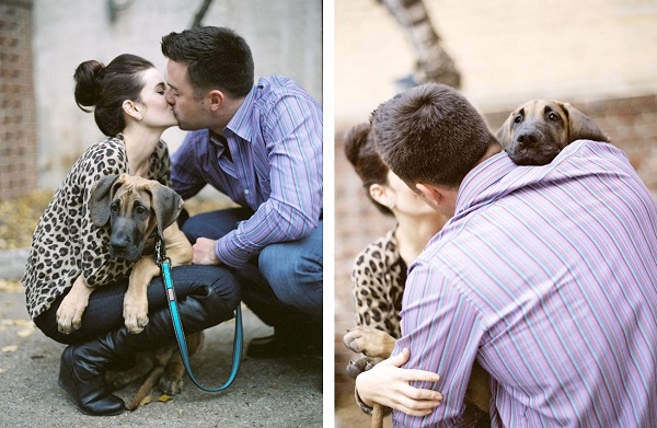 newlyweds-with-Great-Dane-puppy