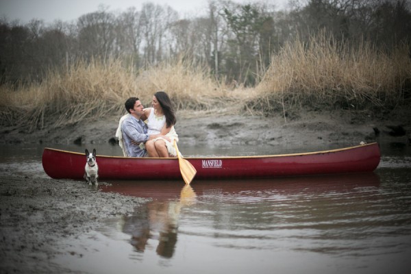 © Sarafina Photographs, Boston-Terrier, vintage-canoe-stunning-couple