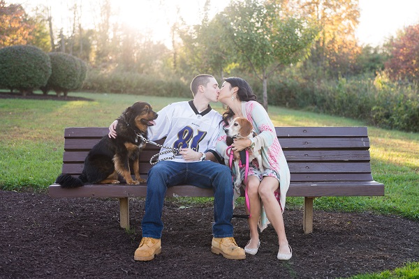 ©  Brooke Tyson Photography | park engagement session with dogs, engagement portraits with dogs