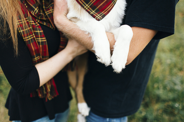 Erin Morrison Photography | posing dogs and people, engagement photos with dog, mad for plaid woman and dog