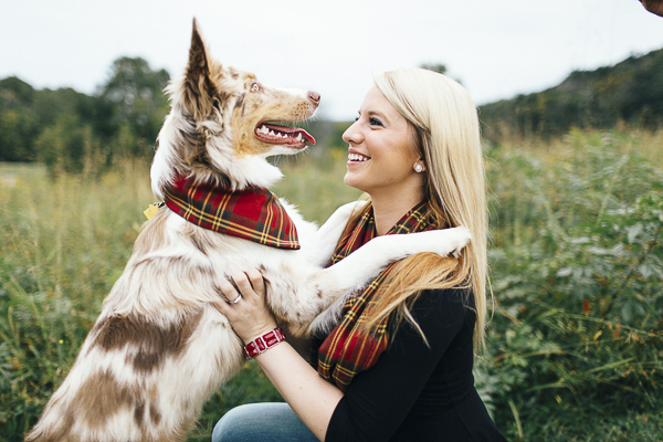 © Erin Morrison Photography | matching plaid scarf and bandanna, girl and her dog, on location lifestyle pet photography