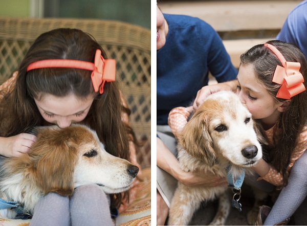 Laura Matthews-forever loved senior dog | sweet picture, girl kissing dog's head