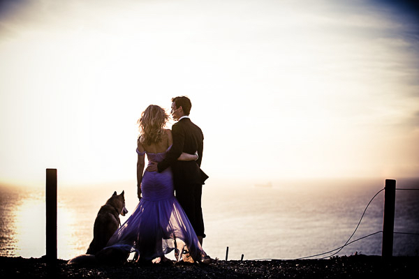 engagement pictures, wolf hybrid, San Francisco, formal attire engagement session