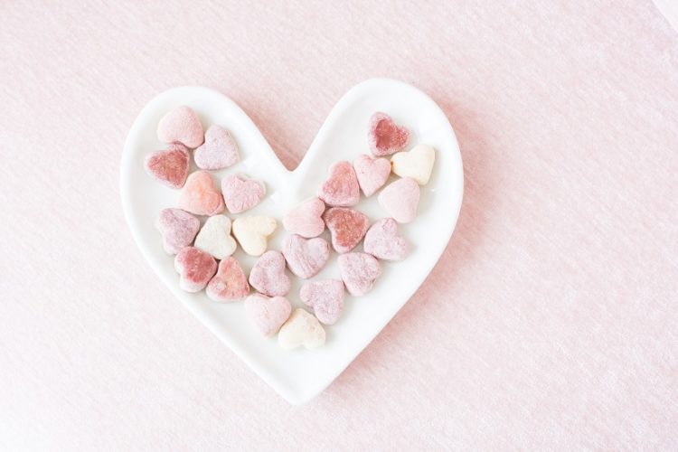 heart shaped dog treats pink and white