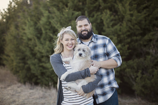 on location engagement photos with dog