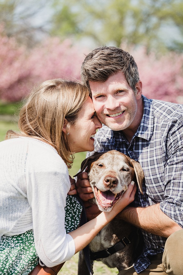 celebrating a senior dog, spring family photos with dog,