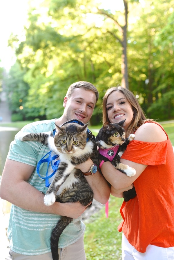 garden engagement session with cats, Caturday