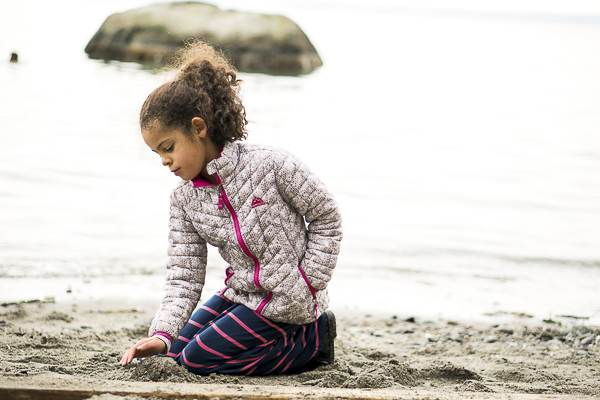 girl enjoying beach, Puget Sound