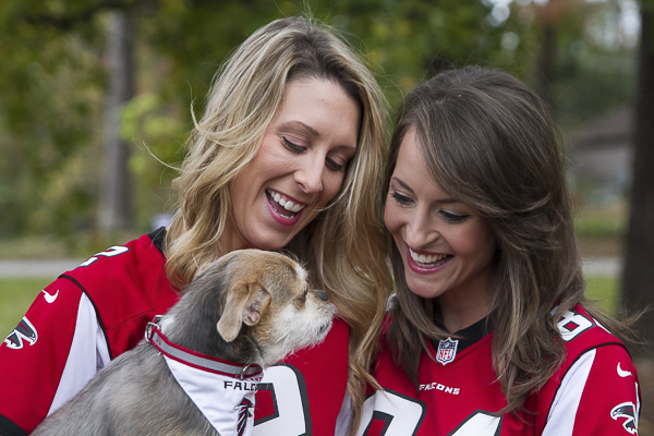 Falcon fans engagement photos with dog