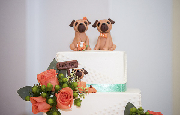 Pug wedding cake topper