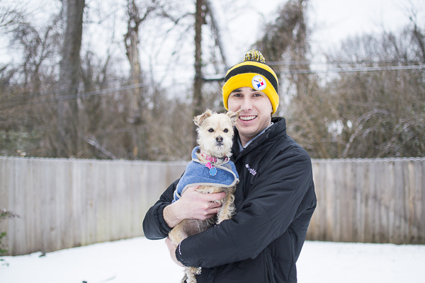 terrier mix, man wearing Steelers hat, Memphis lifestyle pet photography