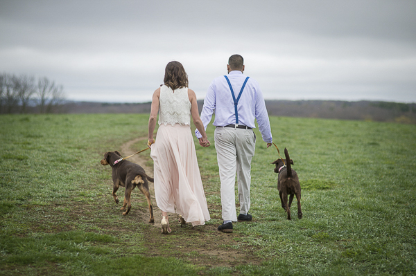 couple and dogs walking away, New Milford CT, engagement photographer