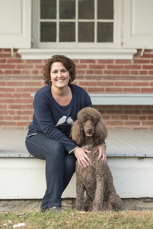 woman and her dog, Standard Poodle, lifestyle portraits