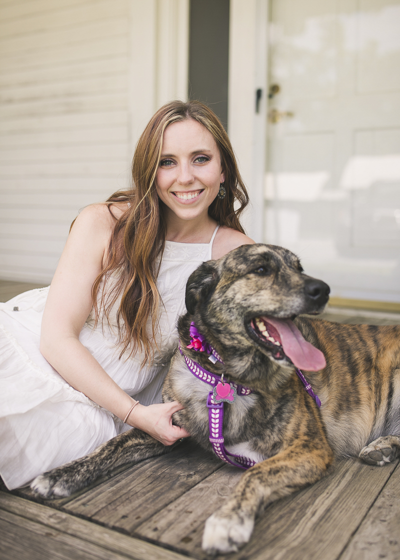 woman with brindle mixed breed dog | ©Brandy Angel Photography 