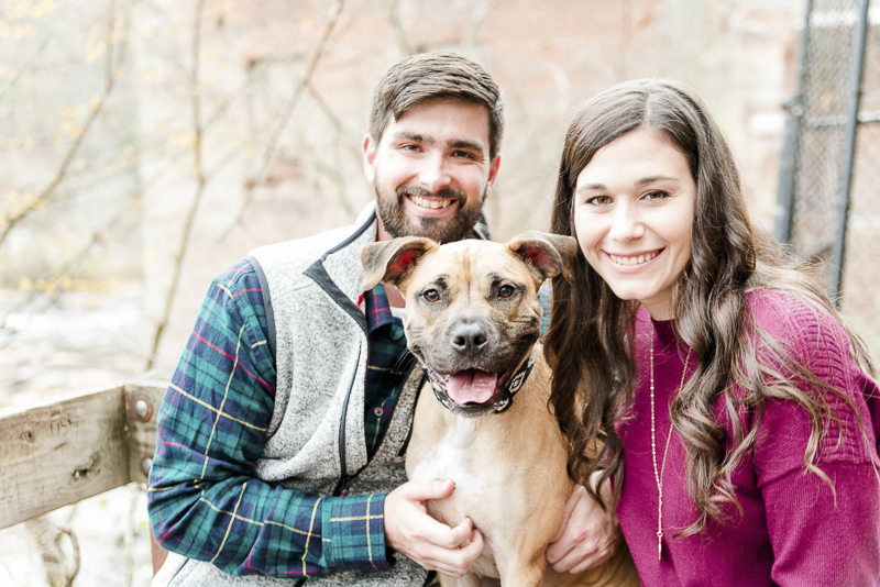 Fall engagement session with a mixed breed dog, ©Heather K Cook Photography 