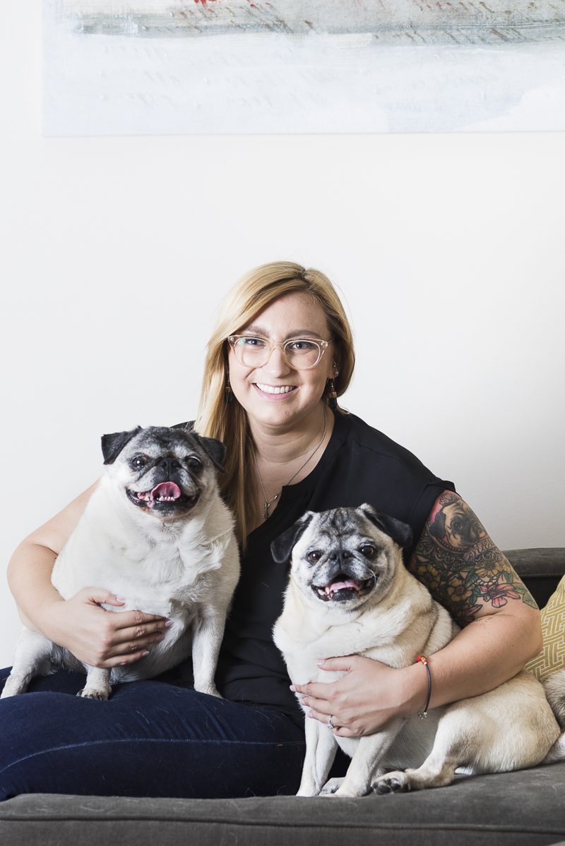 woman and her Pugs, Syracuse lifestyle photography | ©Alice G Patterson Photography 