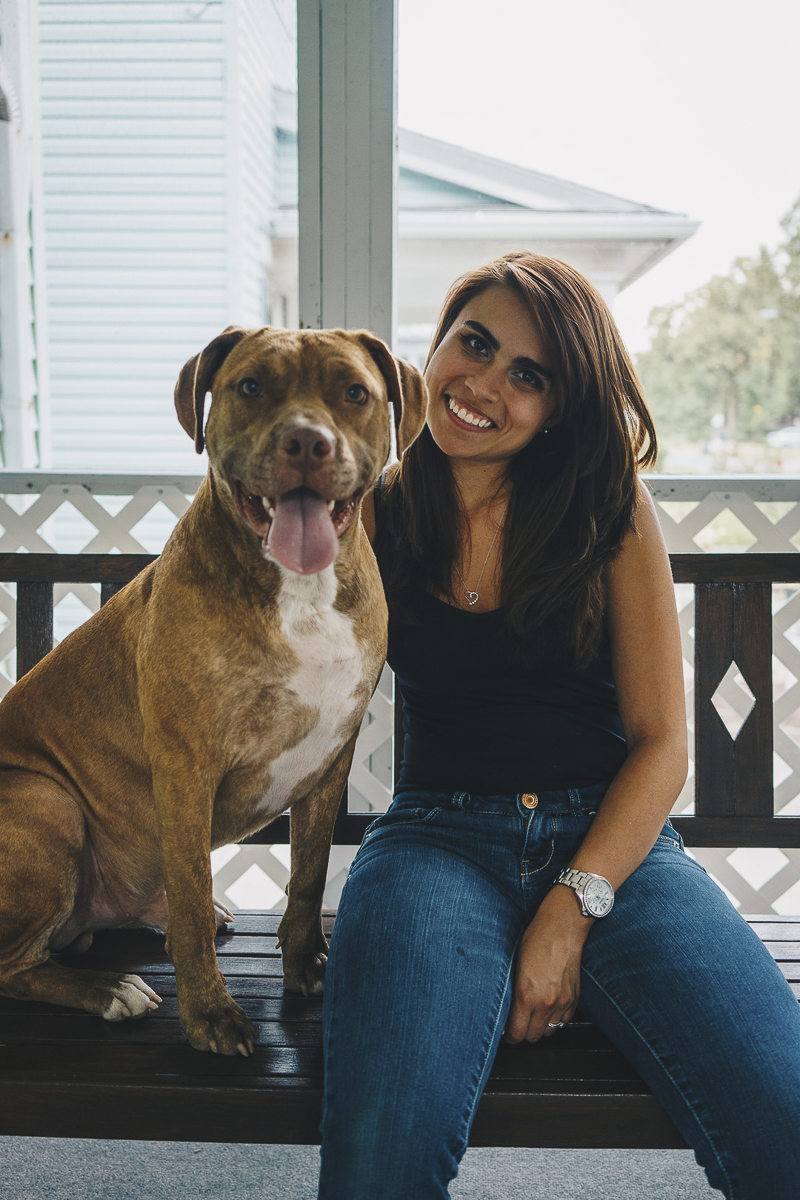 woman sitting on porch swing with her dog, girl's best friend | lifestyle dog photography, Pit bull advocacy | ©Heck Designs and Photography