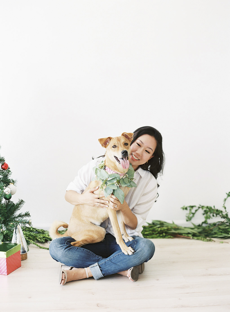 girl and her dog, wedding planner and Formosan Mountain dog mix, studio dog photography, ©Stephanie Gan Photography
