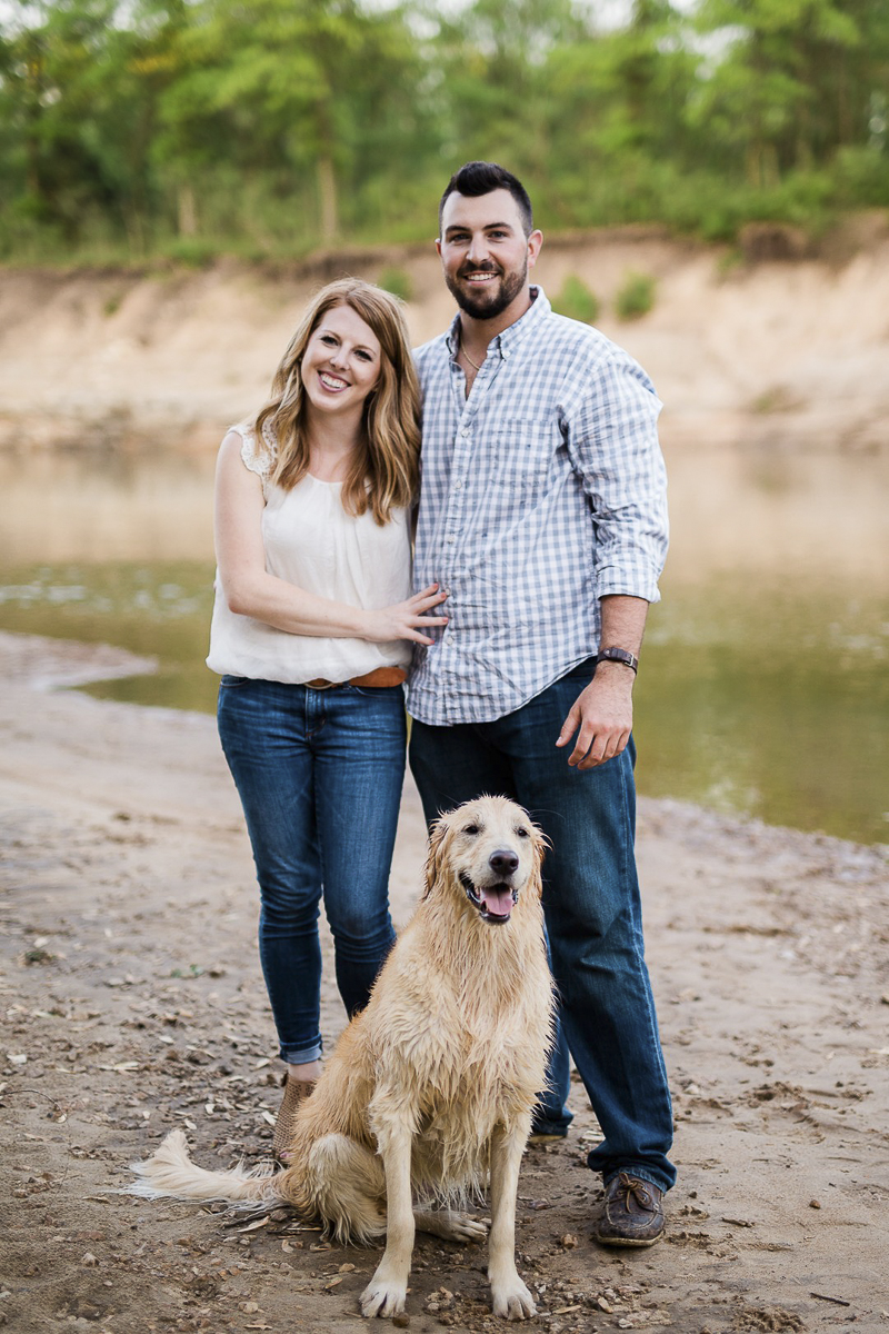 couple and wet dog, including pets in engagement pictures, ©Zoe Life Photography