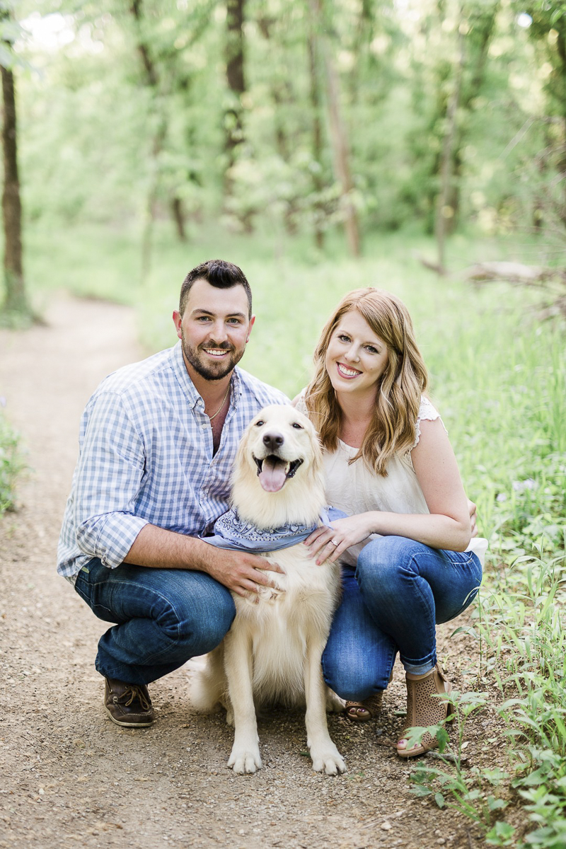 couple and their dog, spring engagement pictures with a Golden Retriever, ©Zoe Life Photography