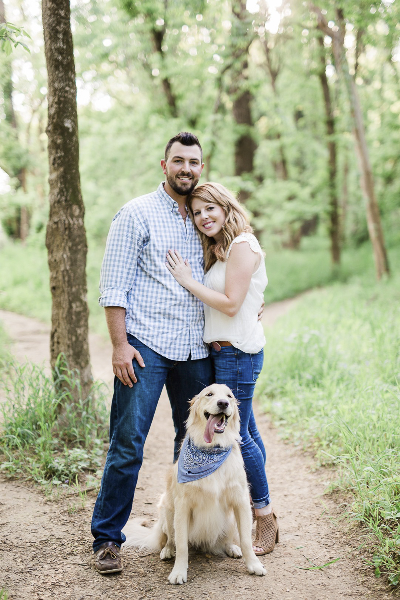 Castlewood State Park engagement photos with a dog, Golden Retriever, ©Zoe Life Photography