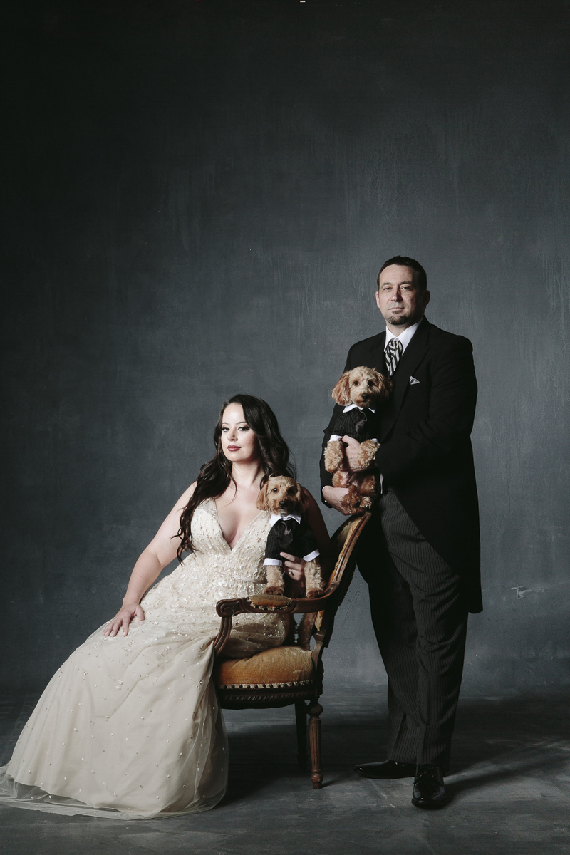 vintage styled engagement photos with small poodle mixes and their people, ©Nicole Caldwell Photography, Orange, CA