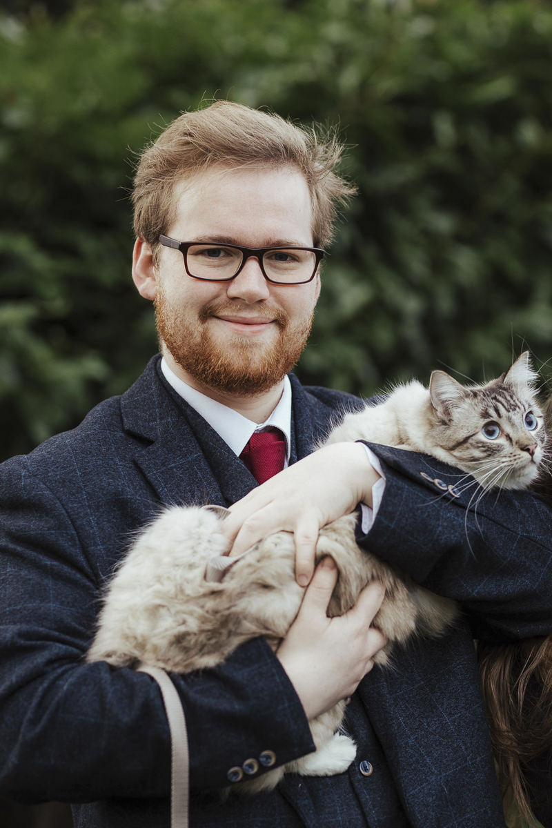 when man's best friend is a cat, man holding ragdoll cat, ©Olga Hogan Photography | engagement photos with cats