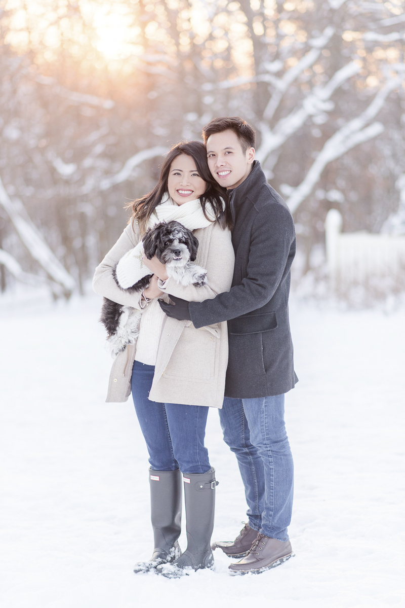 Engagement photos in the snow during sunset, | ©Rebecca Sigety Photography, Reston, VA