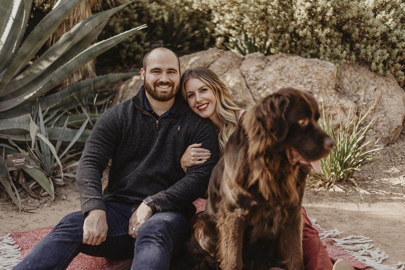 brown Newfie and his favorite people, on location family portraits, ©Tracie Edwards Photography | Desert Botanical Garden