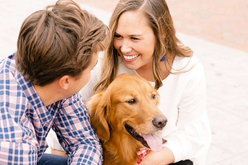 engagement photos with Gus the Golden Retriever
