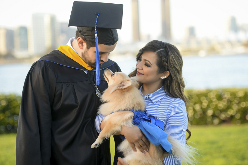 graduation photos with a dog, ©CR Photography | dog-friendly graduation photos, National University