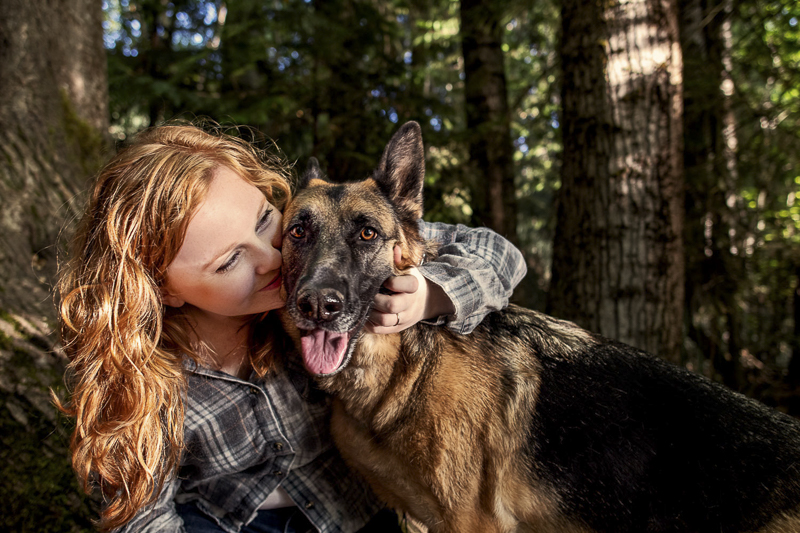 love between a girl and her dog, redhead and German Shepherd | ©Noses and Toes Photography, Spokane lifestyle dog photographer