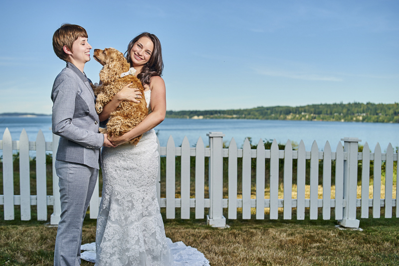 two brides and their dog, ©Lavender Bouquet Photography 
