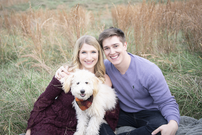 couple and cute Labradoodle puppy, ©Persuasion Photography | dog-friendly family photos, Memphis, TN