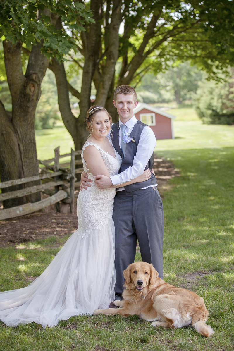 First look, bride, groom, and dog | ©Rheanna Lynn Photography, wedding dog