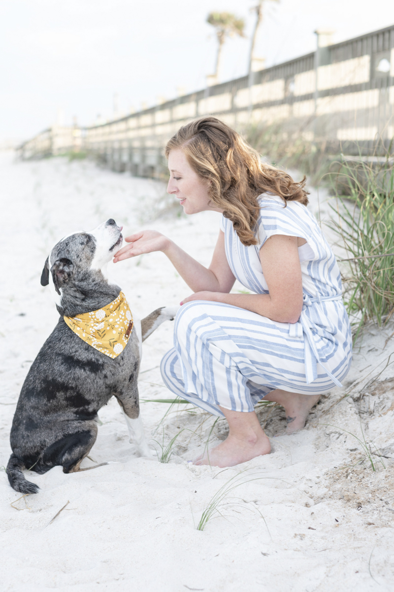 woman and her dog, beach photography, ©1416 Photography
