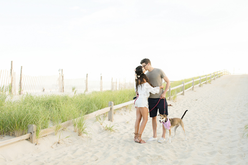 couple and their dog at the beach, ©Idalia Photography | Beach Haven, New Jersey