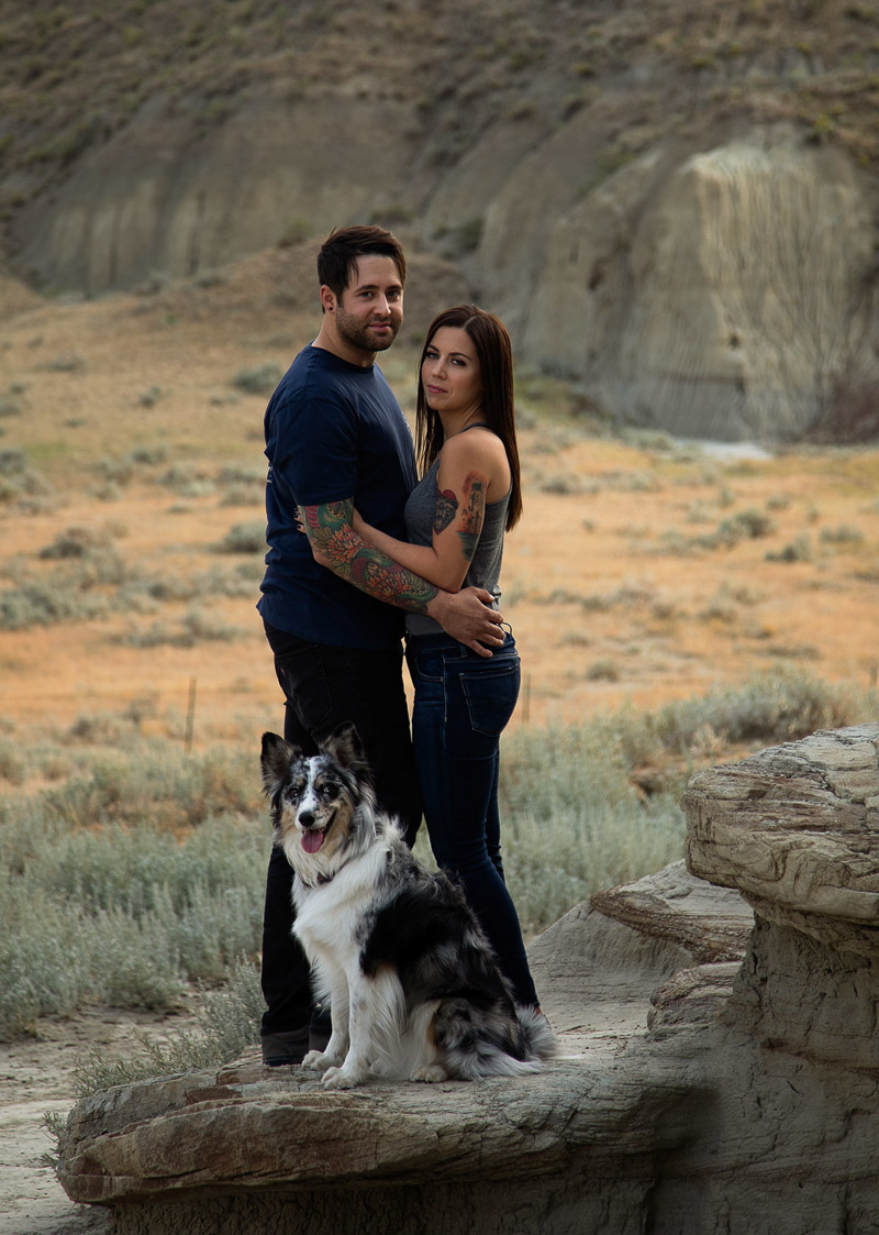 romantic engagement session with couple and their dog, ©Jackie Hall Photography