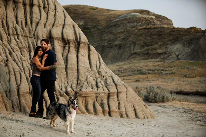 couple and dog at Big Muddy Valley, ideas for including dog in engagement photos, ©Jackie Hall Photography