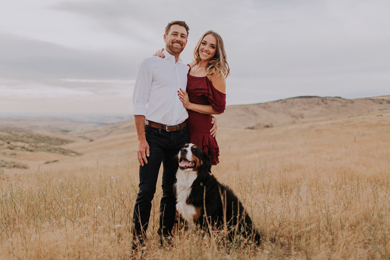 dog-friendly engagement photo ideas, Bogus Basin, ID, ©Abbey Armstrong Photography