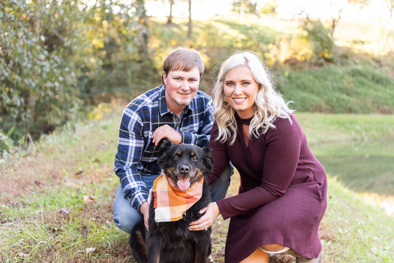 cute mixed breed and her humans | © Tasha Barbour Photography, Hickory, NC, dog-friendly fall engagement photos