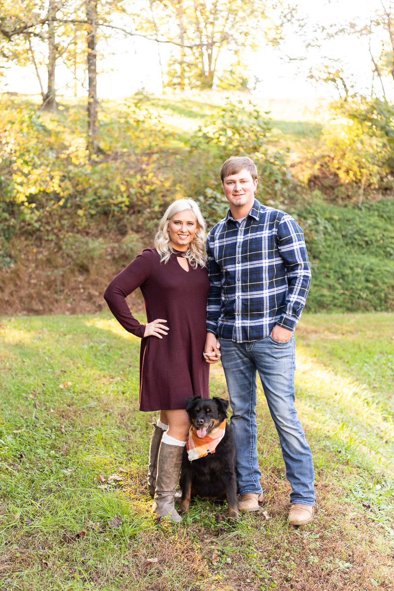 country engagement session, © Tasha Barbour Photography, Hickory, NC, dog-friendly fall engagement photos