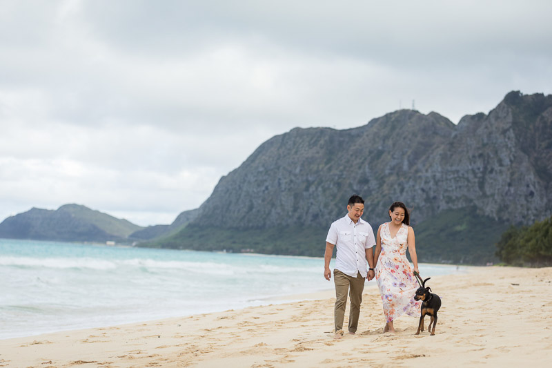 Hawaii engagement photos with a dog ©VIVIDFotos