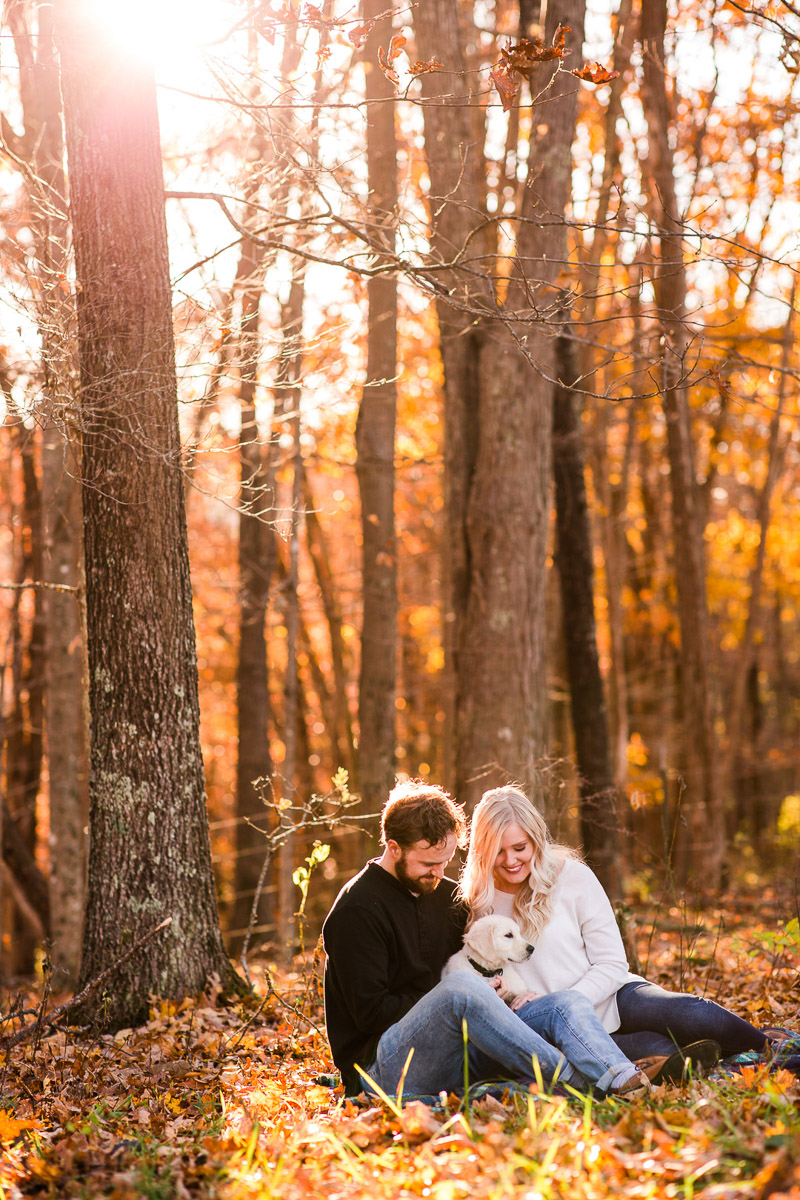 Fall family portraits with English Cream Retriever puppy, ©Katelyn Workman Photography