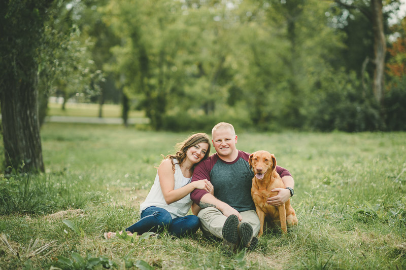 couple and their Red Labrador Retriever in the park, ©Kate Spencer Photography 