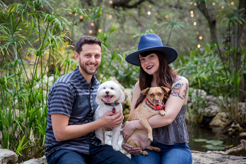 Driftwood Texas engagement photos with small dogs | ©Wildflower Barn Photography 