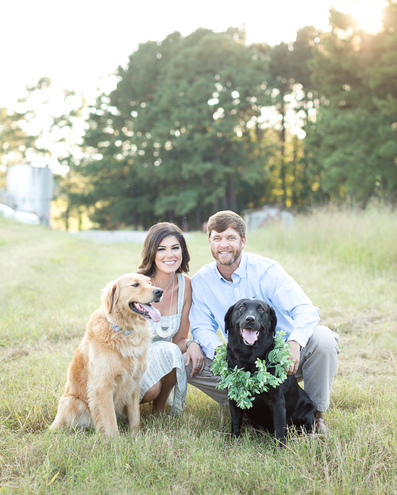 ©Brynn Gross Photography - sunset engagement photos with dogs, summer engagement photo ideas, Sandford, NC