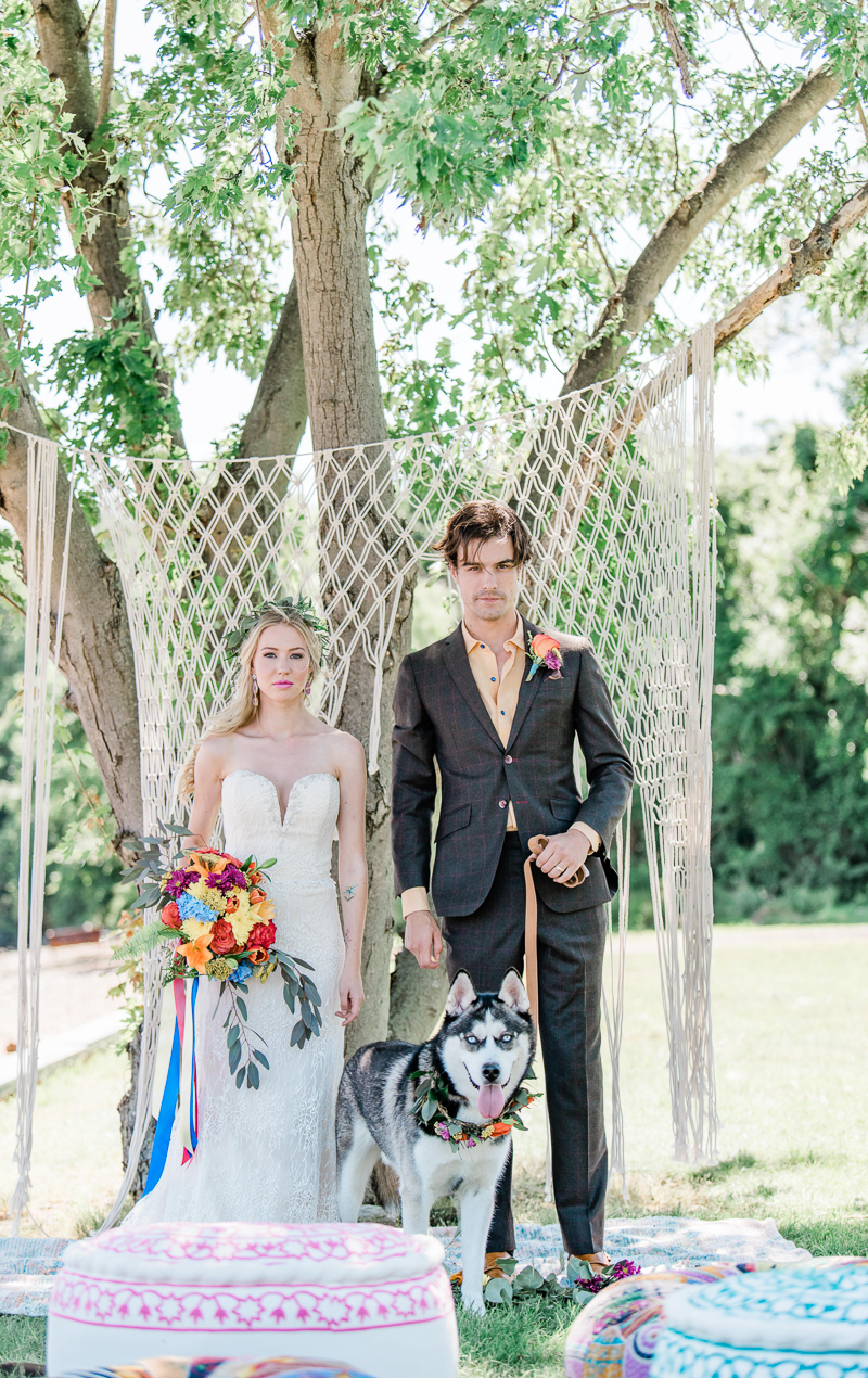 Boho wedding with a dog, styled shoot |©Landrum Photography