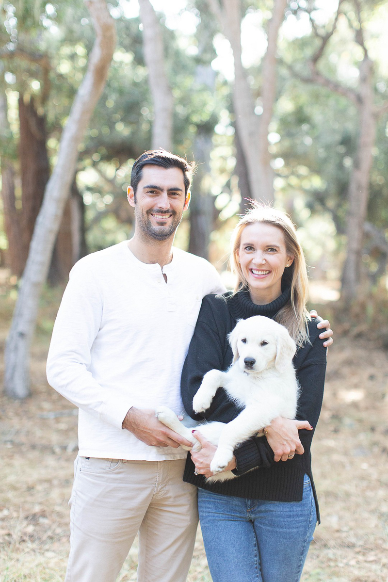 couple celebrating first anniversary with their puppy | ©Laura & Rachel Photography