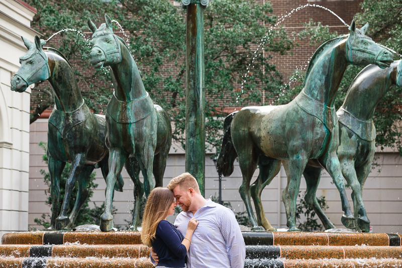romantic picture of couple and horse fountain, Charleston Place